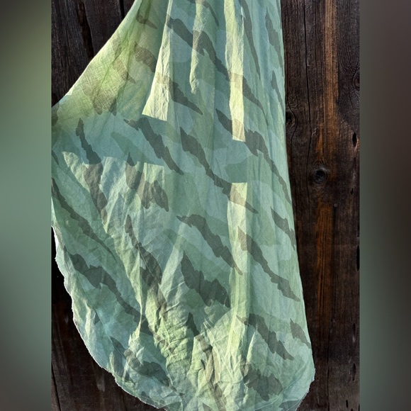 NWT Vix Surya Details Cowl Neck Camo Long Asymmetrical Dress with Gold Hardware - Picture 11 of 16